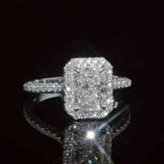 Forever Jewels 2.50 Ct Radiant Cut Moissanite Women Engagement Ring 14K White Gold Plated